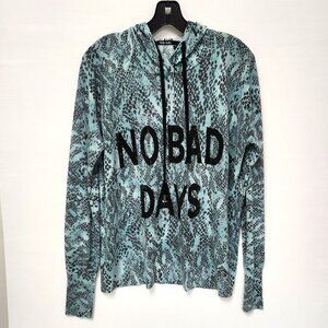 Marc Aurel Women's "No Bad Days" Blue/Black Long Sleeved Hooded Top Size 6
